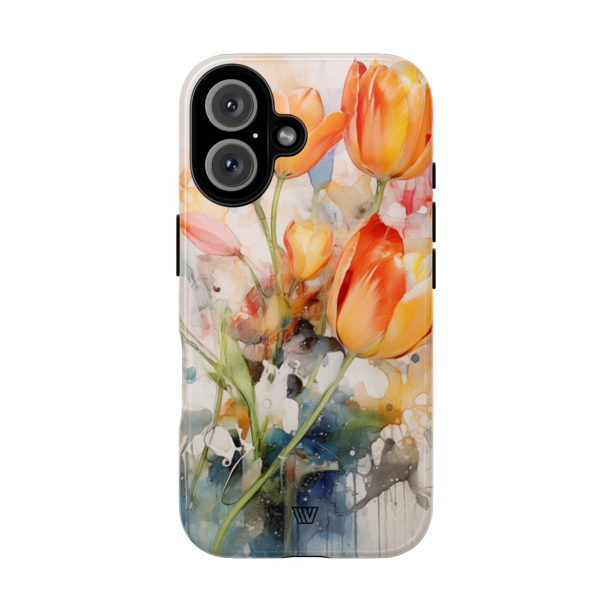 Watercolor Tulips Tough Phone Case Impact Resistant Polycarbonate Shell
