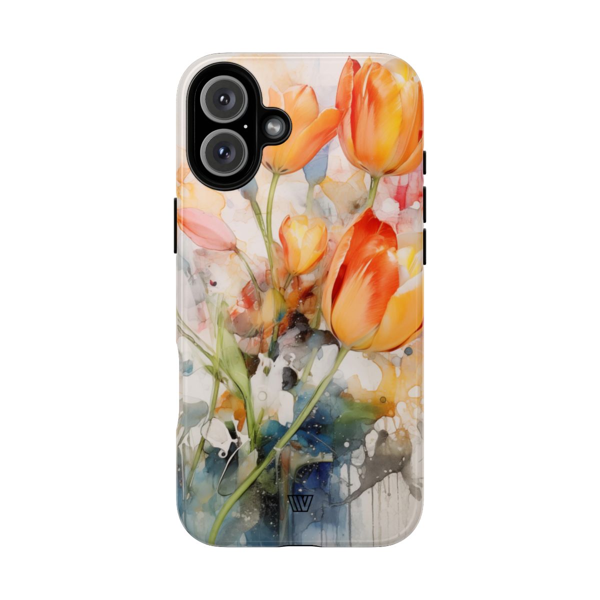 Watercolor Tulips Tough Phone Case Impact Resistant Polycarbonate Shell
