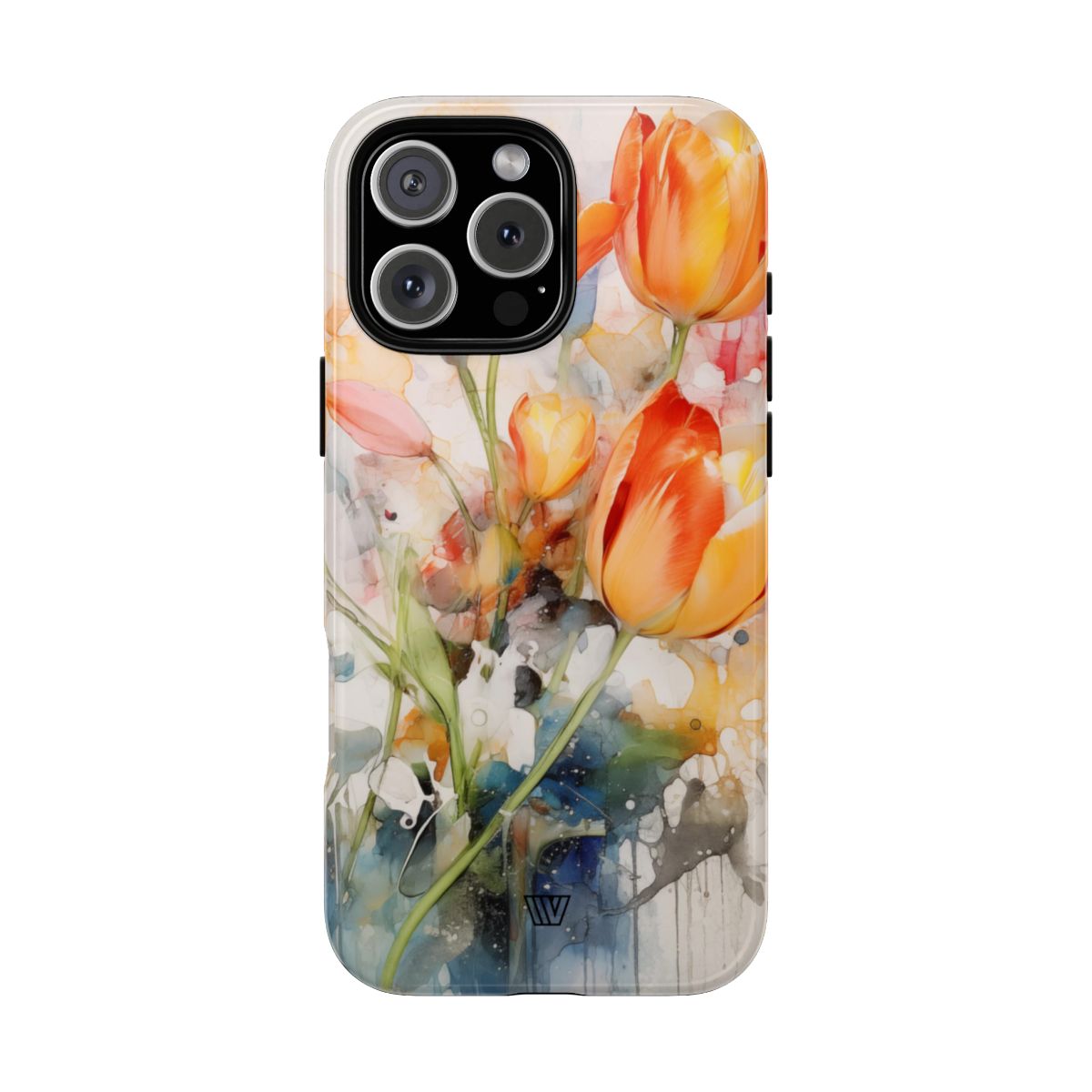 Watercolor Tulips Tough Phone Case Impact Resistant Polycarbonate Shell