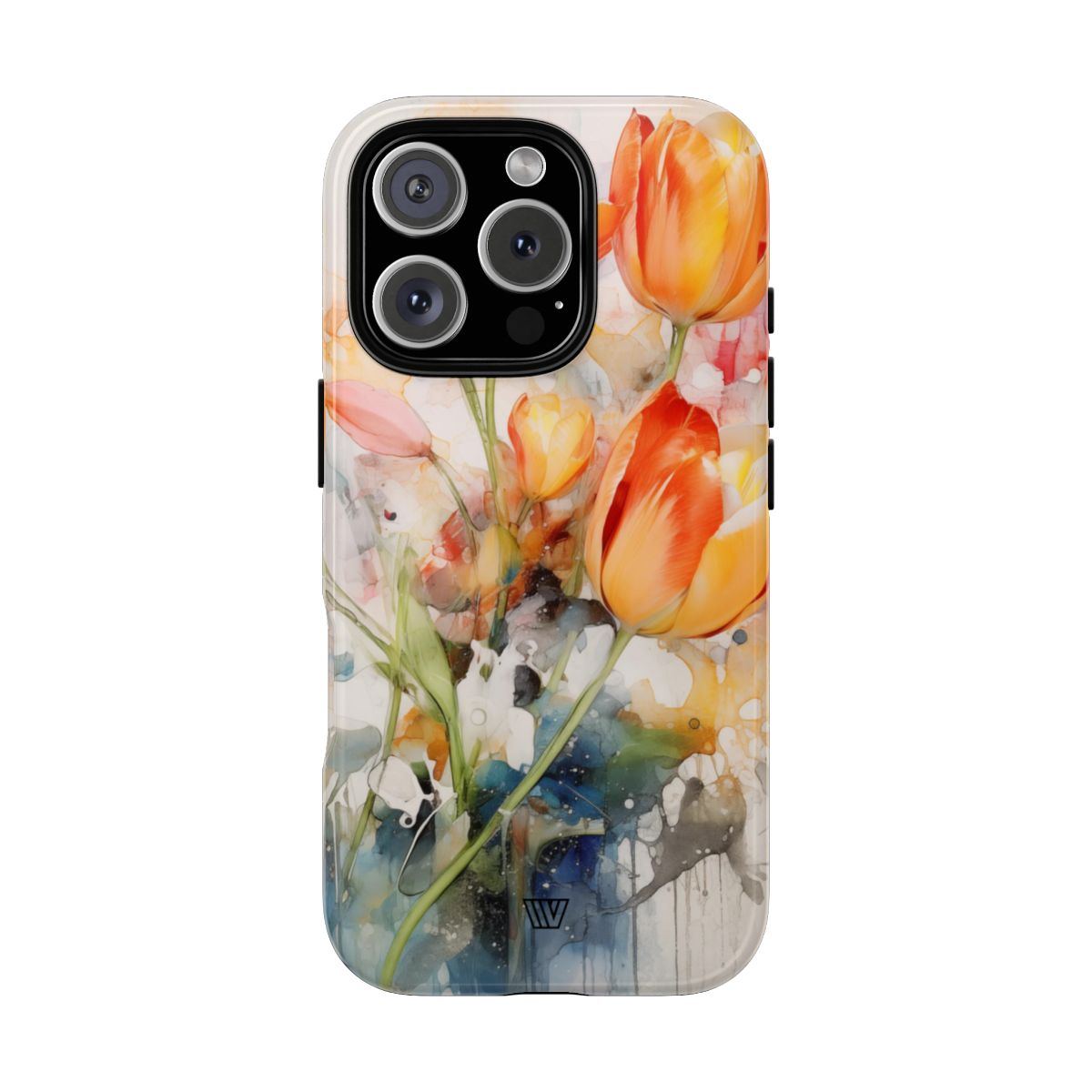 Watercolor Tulips Tough Phone Case Impact Resistant Polycarbonate Shell