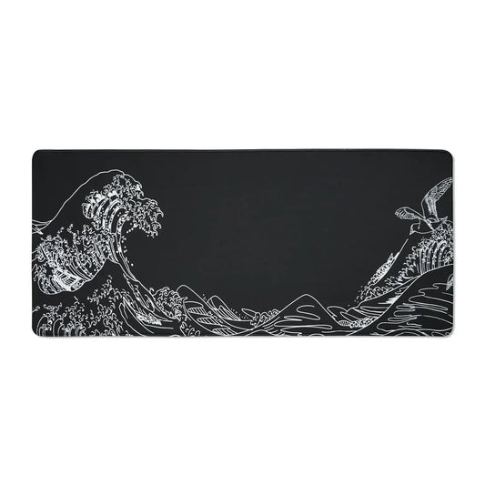 Kanagawa Outline Large Desk Mat Cloth Rubber Base XVX
