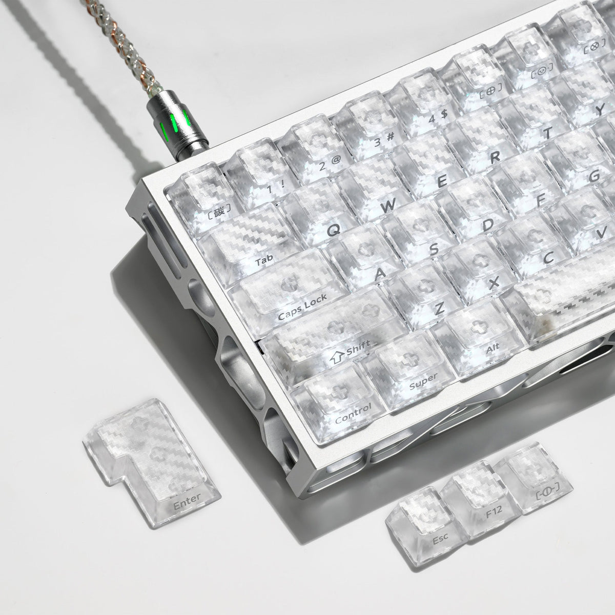 Carbon Fiber Textured Cherry Profile PC Keycap Set XVX