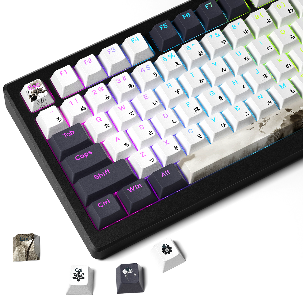 Lotus Cherry Profile Shine-Through Dye-Sub PBT Keycap Set XVX