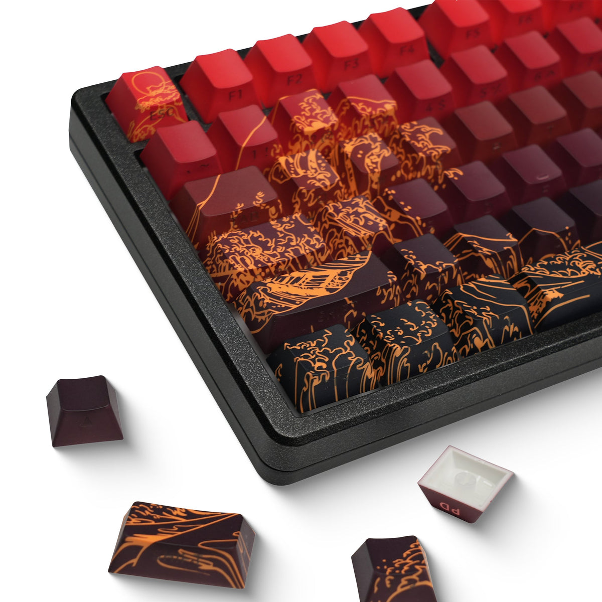 Wave of Kanagawa Cherry Profile Side Print Dye-sub PBT Keycap Set XVX