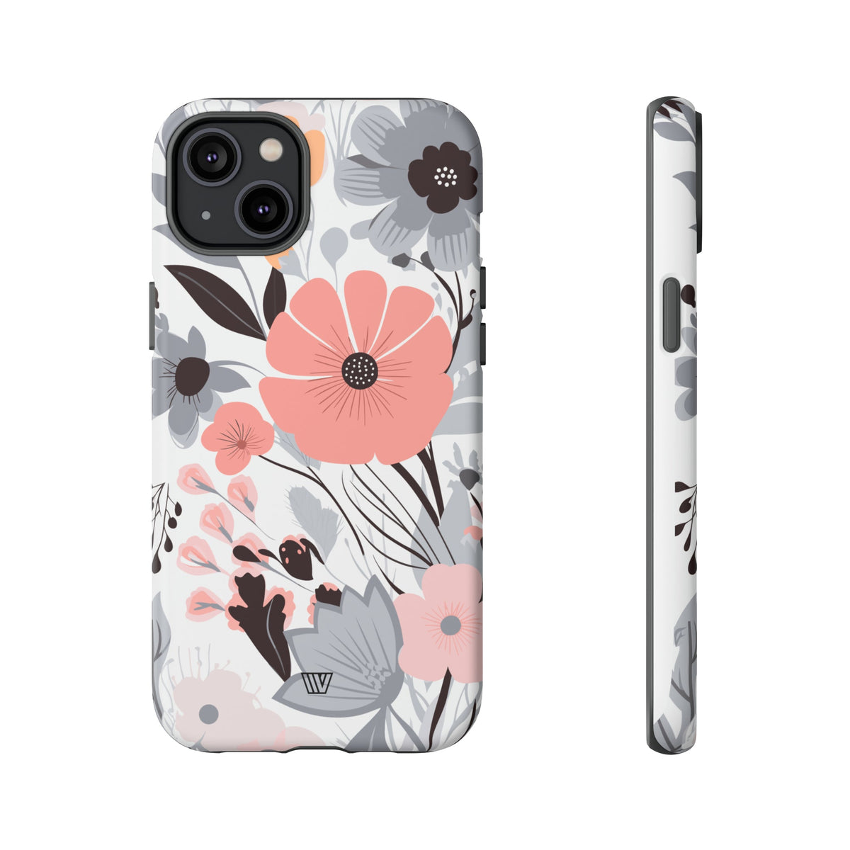 Gray Pastel Flowers Tough Phone Case