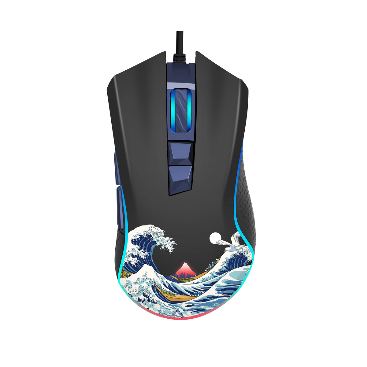 Kanagawa Themed Programmable Wired Gaming Mouse 7 Buttons XVX G705