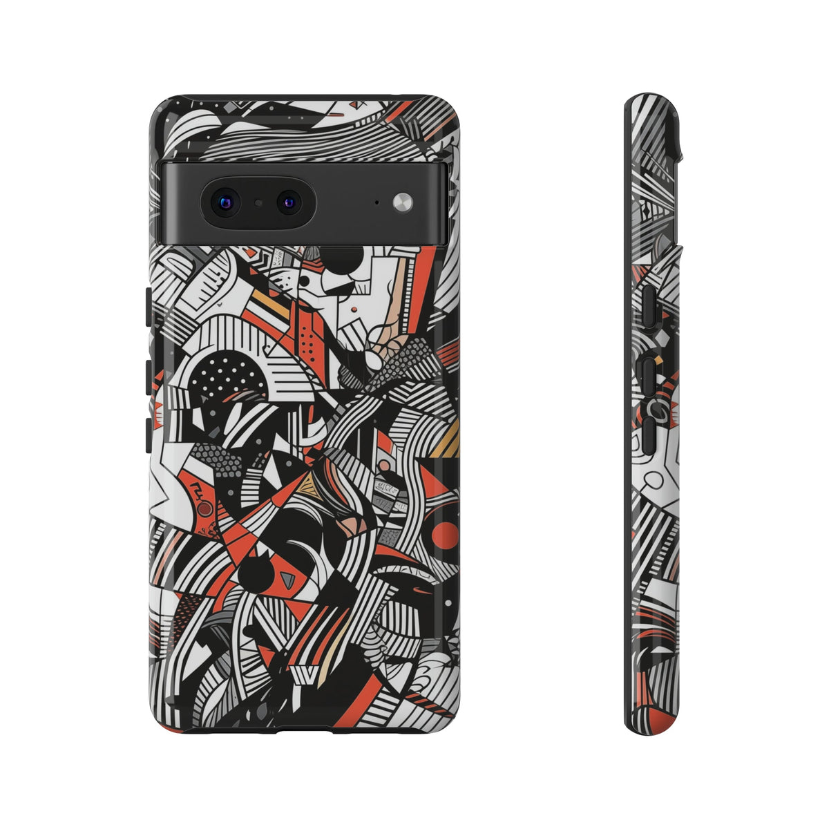 Abstract Doodle Tough Phone Case Dual-Layer Protection