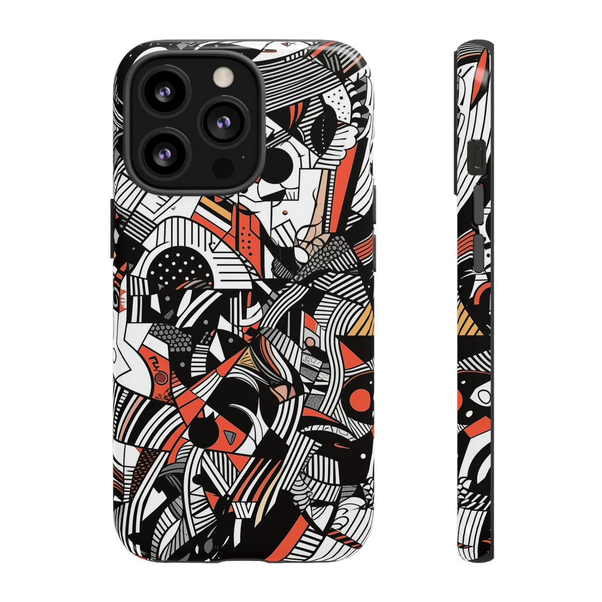 Abstract Doodle Tough Phone Case Dual-Layer Protection
