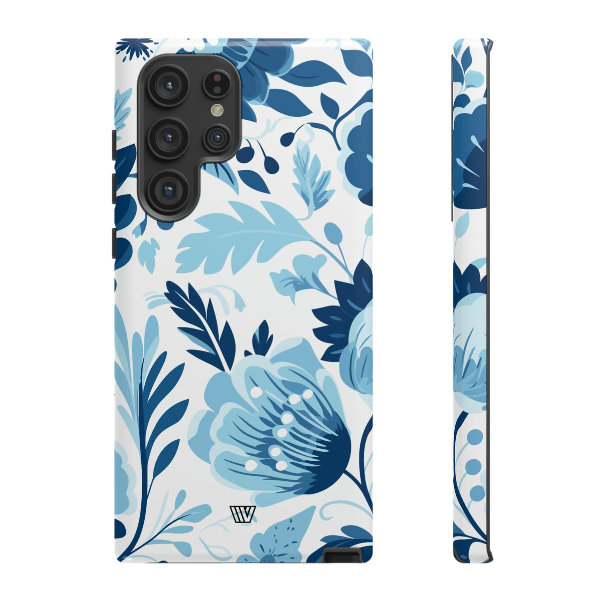 Blue White Flowers Tough Phone Case