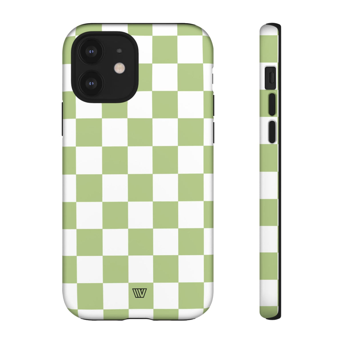 Pale Olive White Checkerboard Tough Phone Case