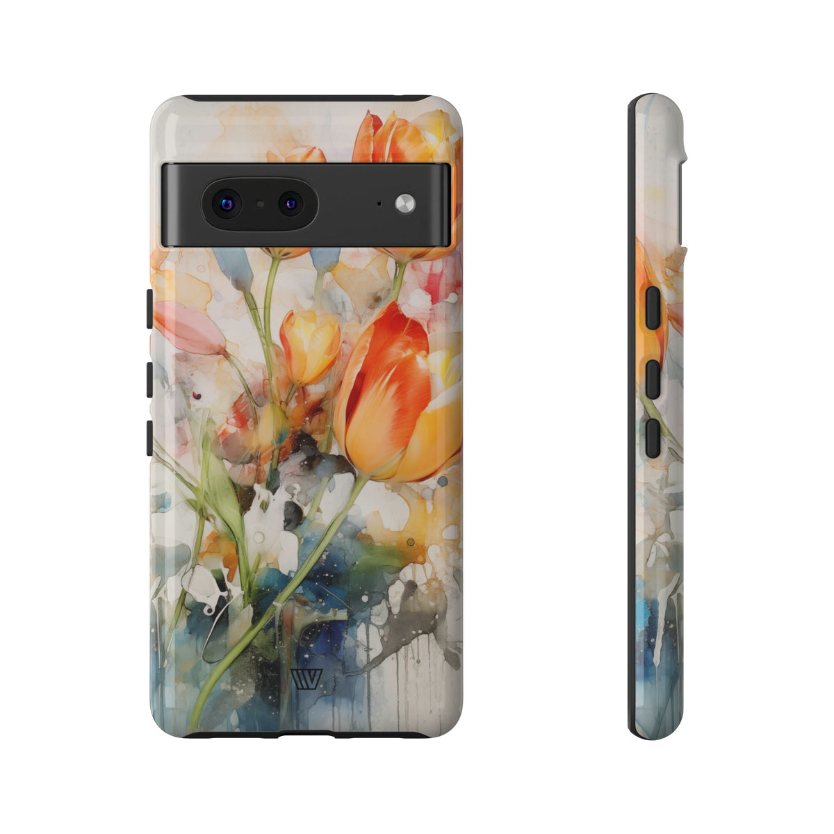 Watercolor Tulips Tough Phone Case Impact Resistant Polycarbonate Shell