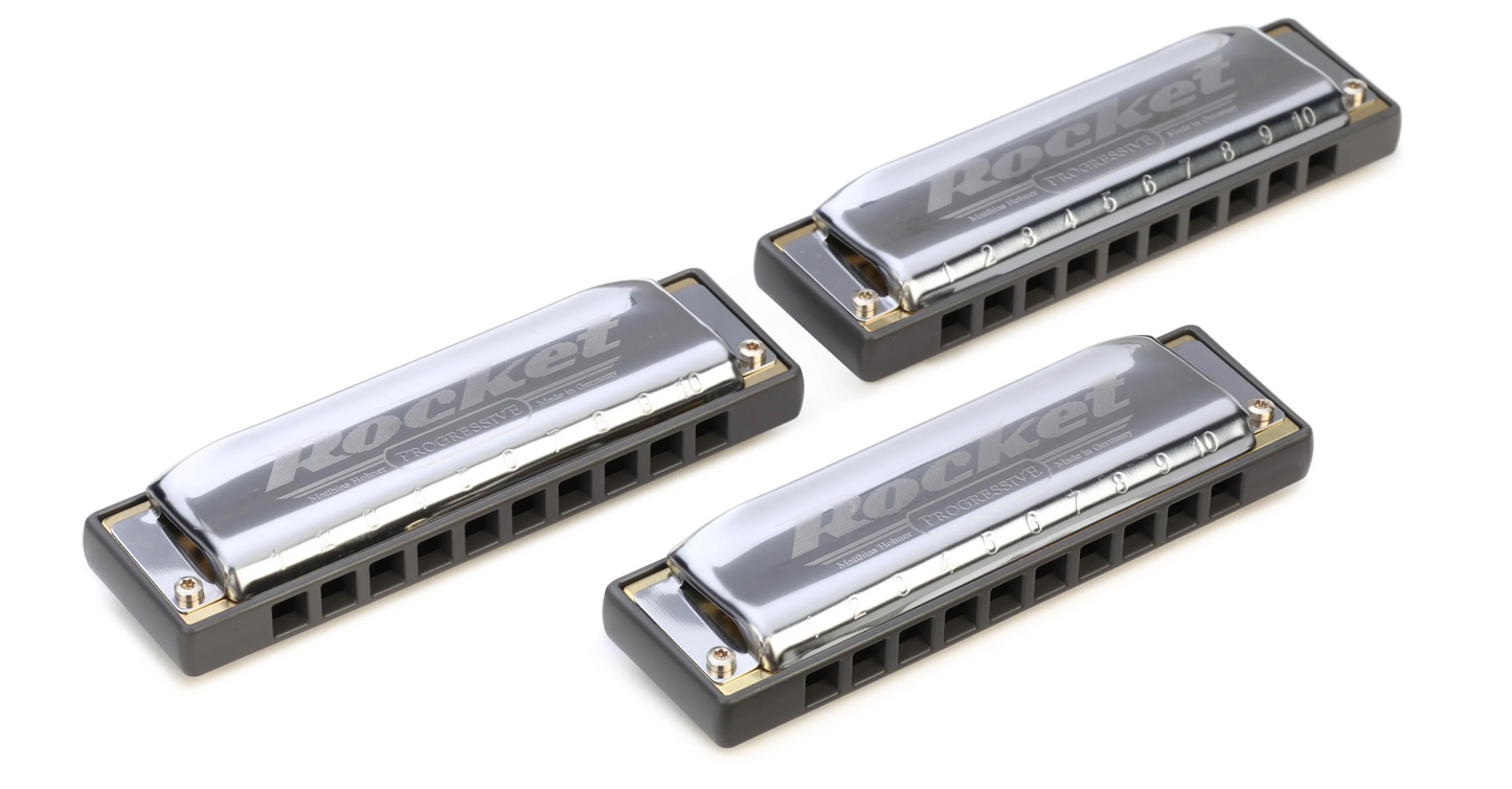 Hohner Diatonic Rocket Harmonica 3-pack - C/G/A Major with cases -NEW