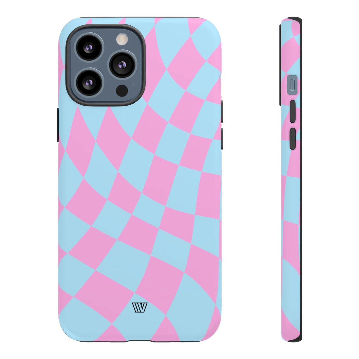 Blue Pink Curvy Checkerboard Tough Phone Case Trovvve