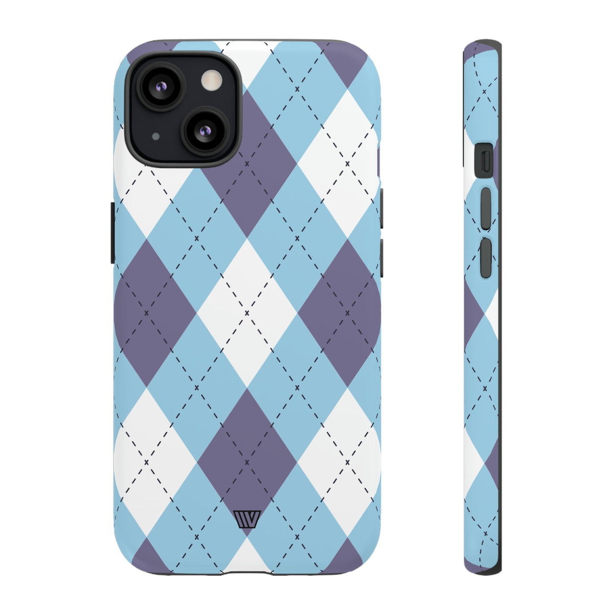 Tough Phone Case Blue White Purple Argyle Polycarbonate Shell