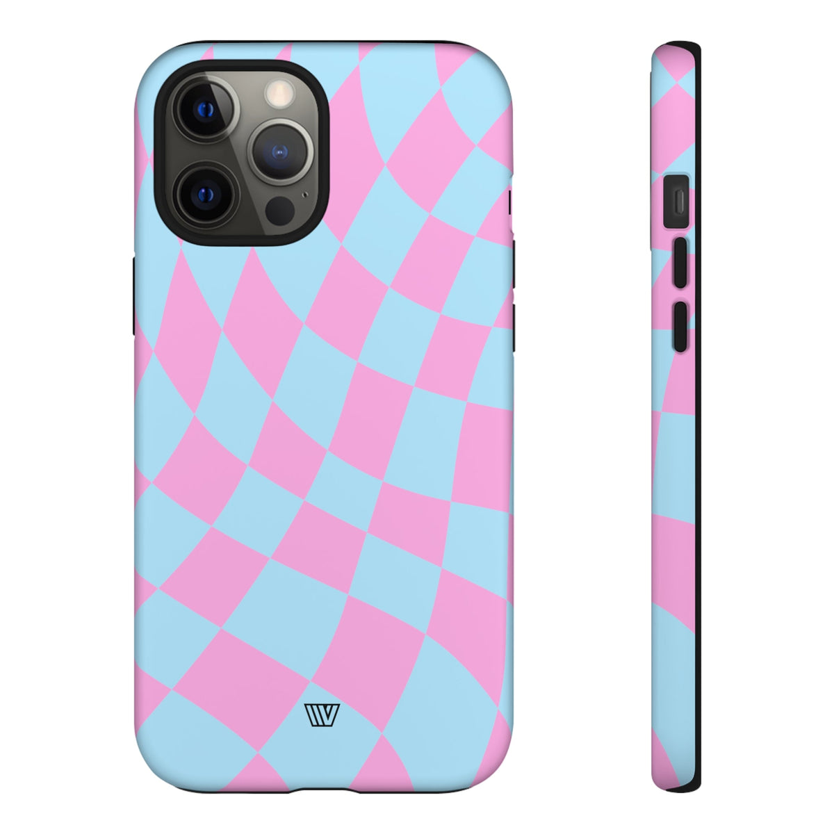 Blue Pink Curvy Checkerboard Tough Phone Case Trovvve
