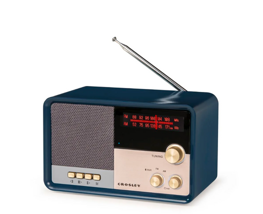 Crosley CR3036D Tribute Vintage Style AM/FM Radio With Bluetooth - Navy-NEW