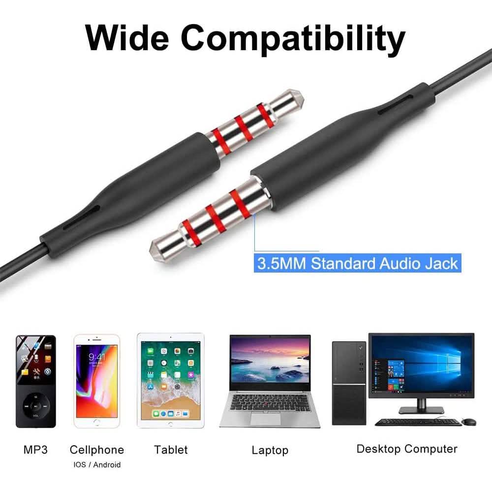 Noise Isolating Tangle Free In-Ear Headphones 3-Pack with Microphone
