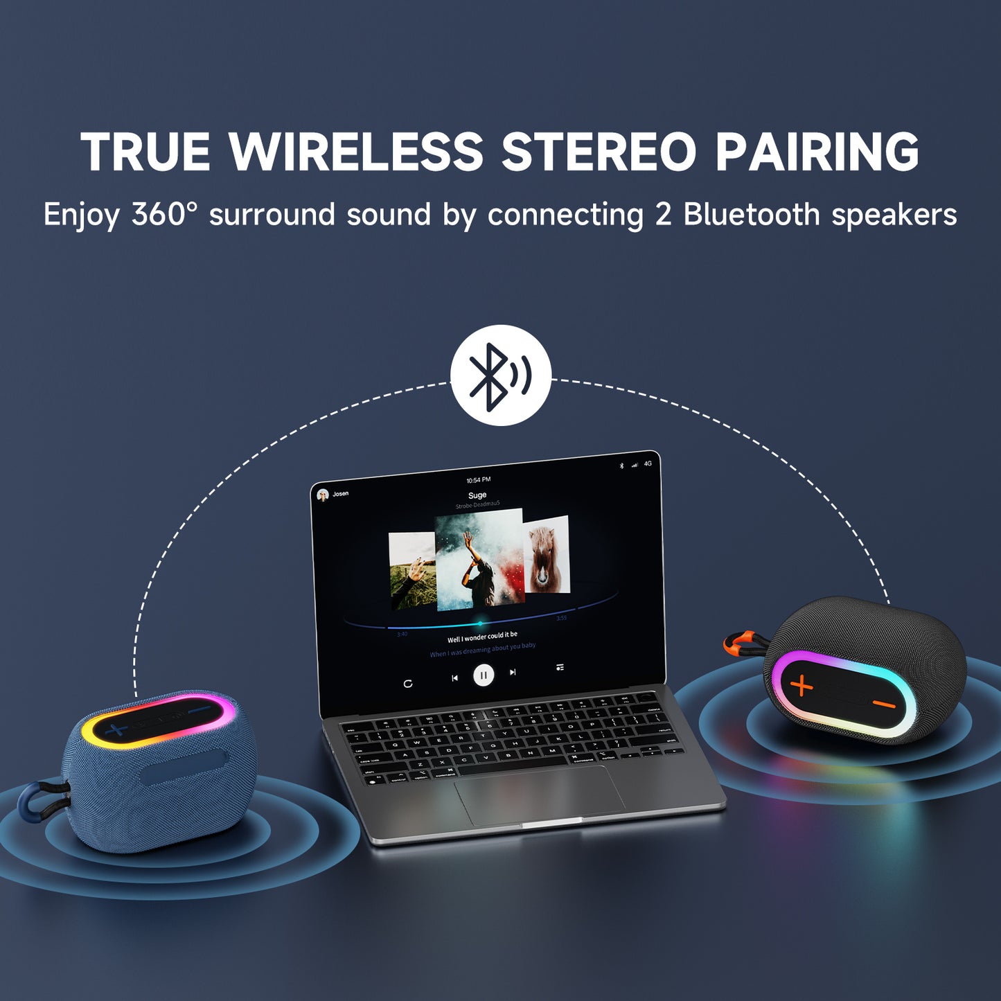 Portable Bluetooth Speaker IPX7 Waterproof Mini Wireless Speaker with DJ Lights JYX