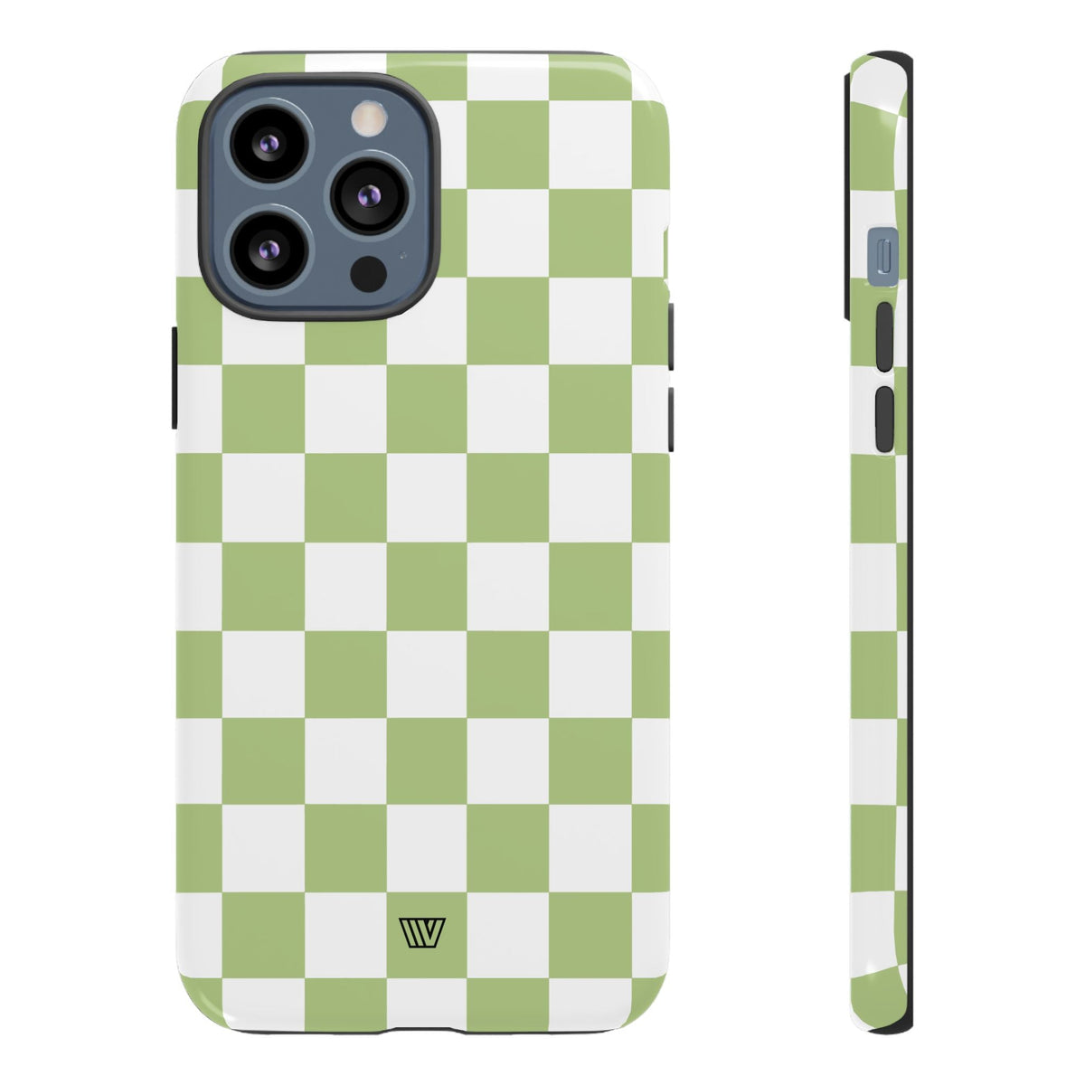 Pale Olive White Checkerboard Tough Phone Case