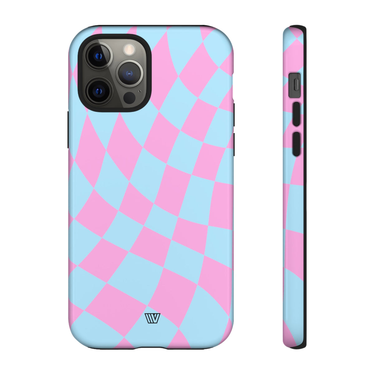Blue Pink Curvy Checkerboard Tough Phone Case Trovvve