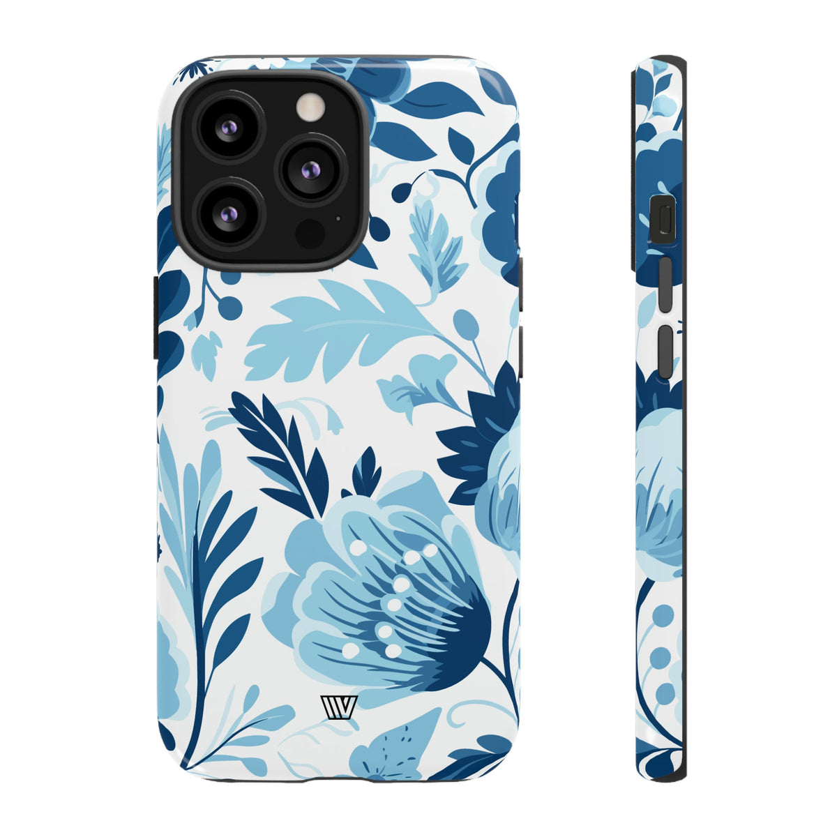 Blue White Flowers Tough Phone Case