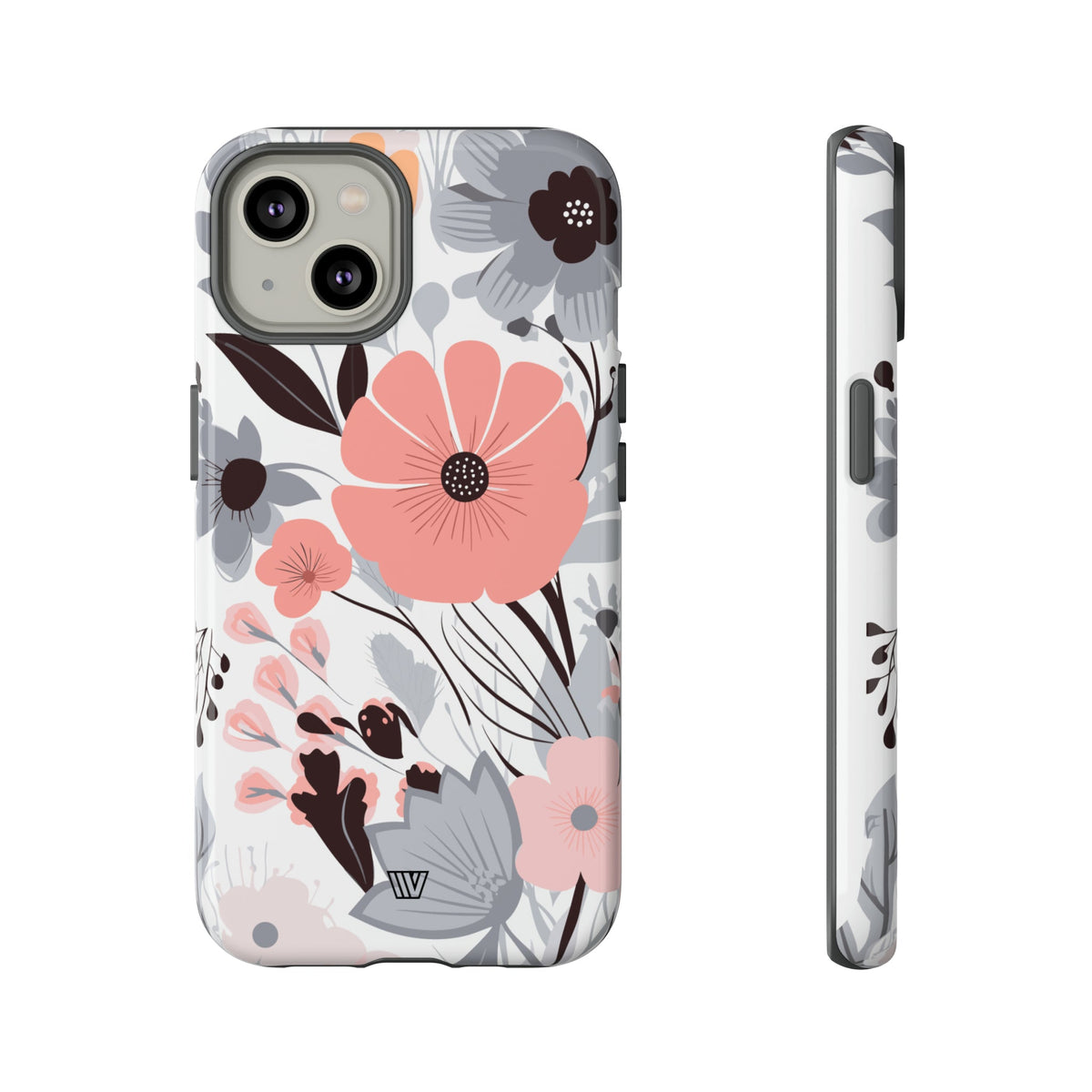Gray Pastel Flowers Tough Phone Case