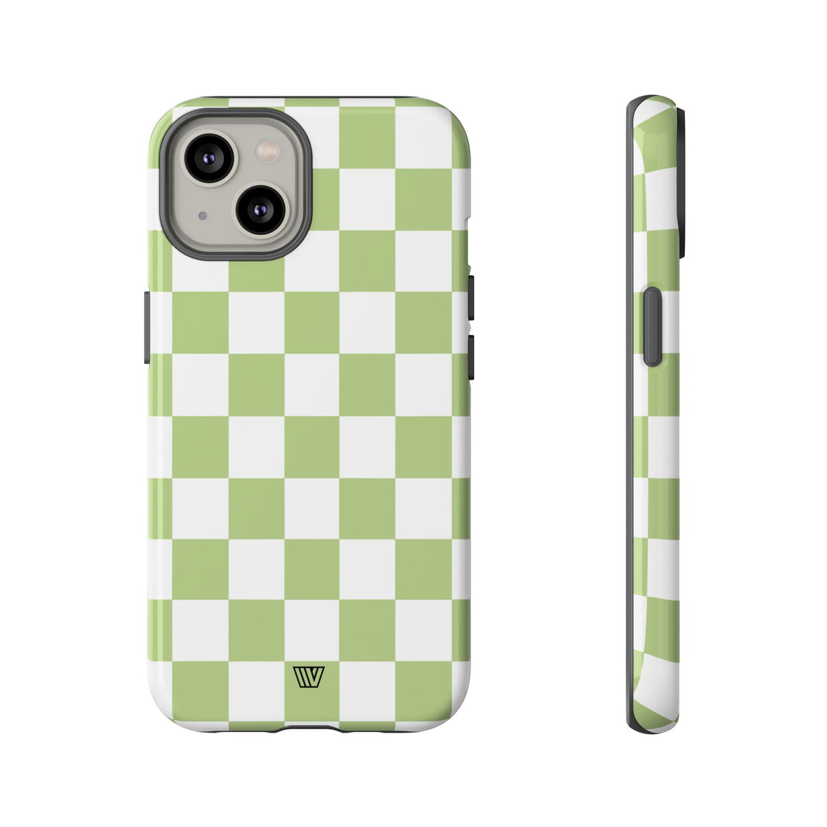 Pale Olive White Checkerboard Tough Phone Case