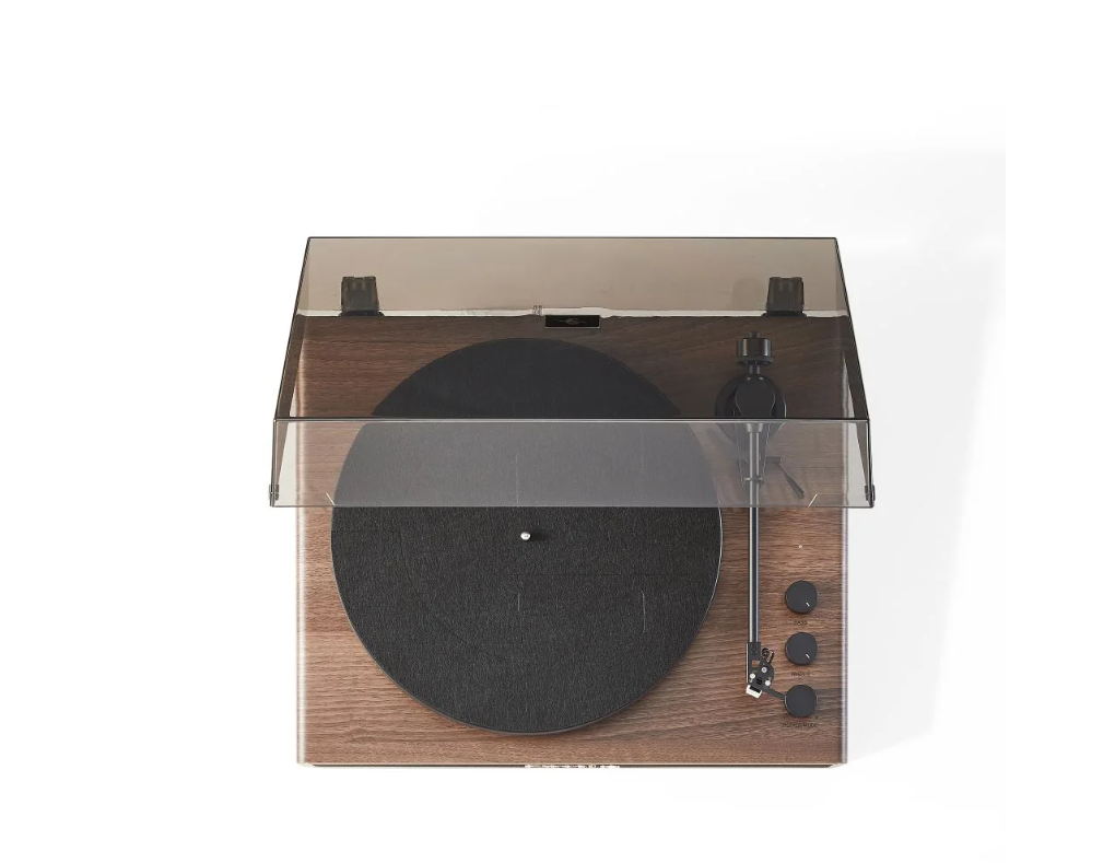Crosley CR6046A 2-Speed Stave Turntable Record Player - Walnut and Gold-NEW