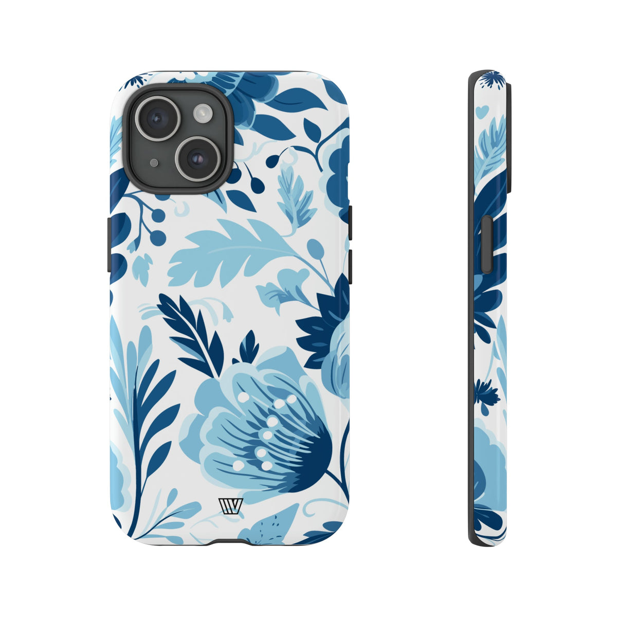 Blue White Flowers Tough Phone Case