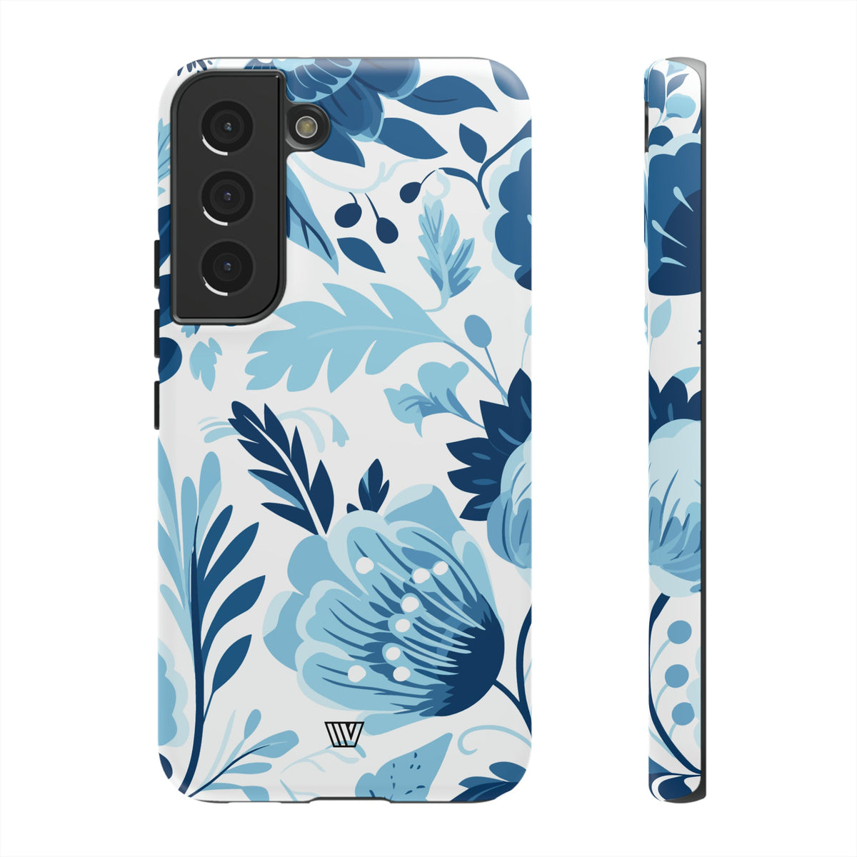 Blue White Flowers Tough Phone Case