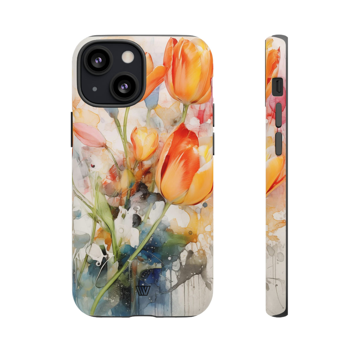 Watercolor Tulips Tough Phone Case Impact Resistant Polycarbonate Shell