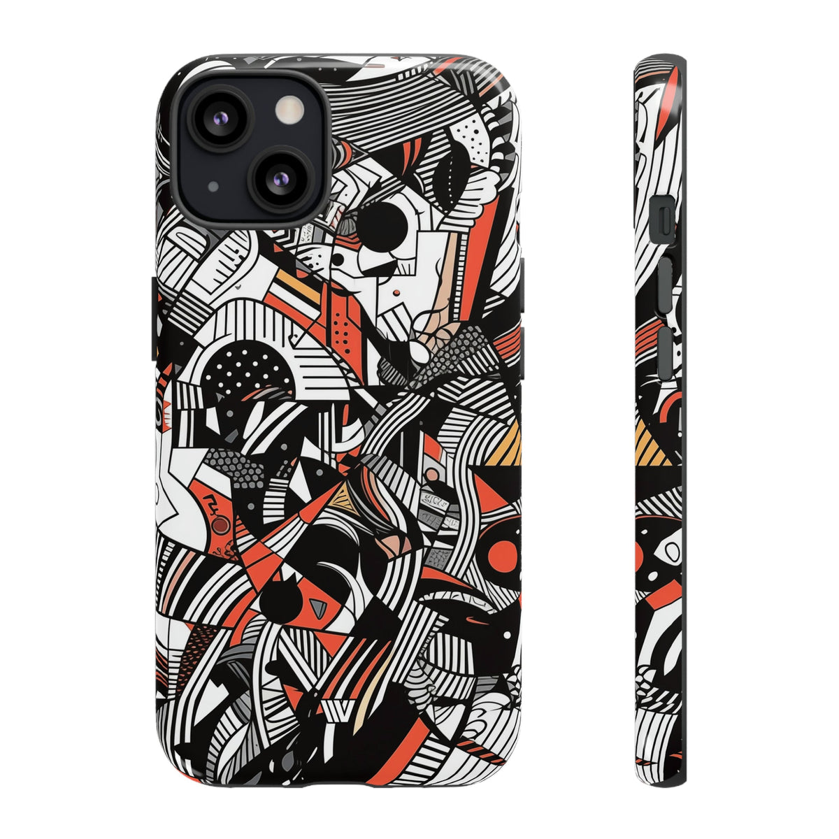 Abstract Doodle Tough Phone Case Dual-Layer Protection