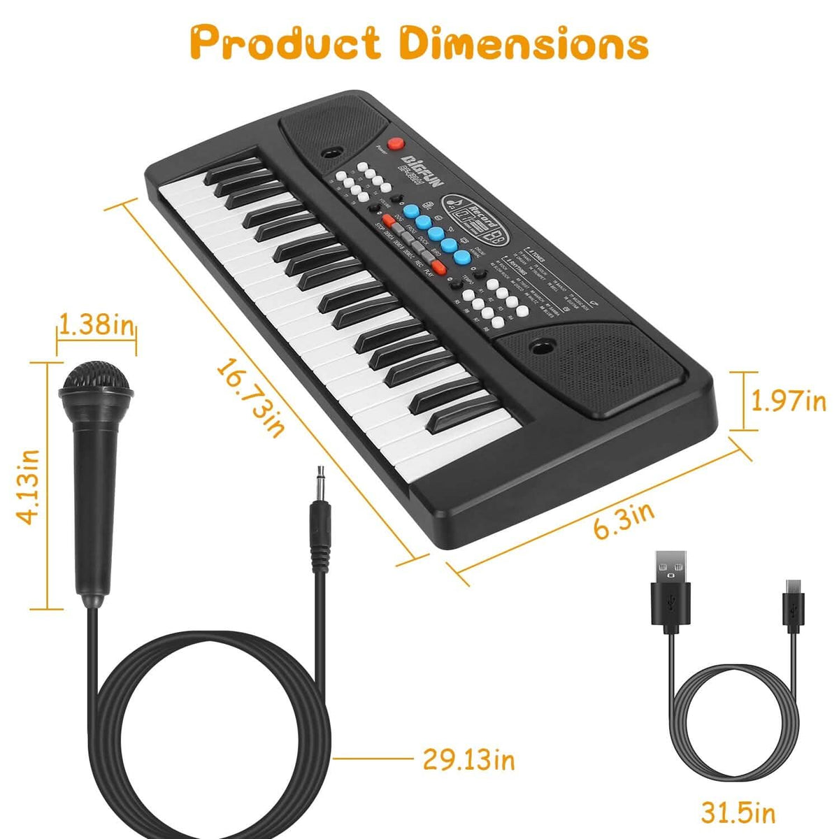 37 Keys Multifunctional Digital Music Electronic Keyboard Instrument with Microphone