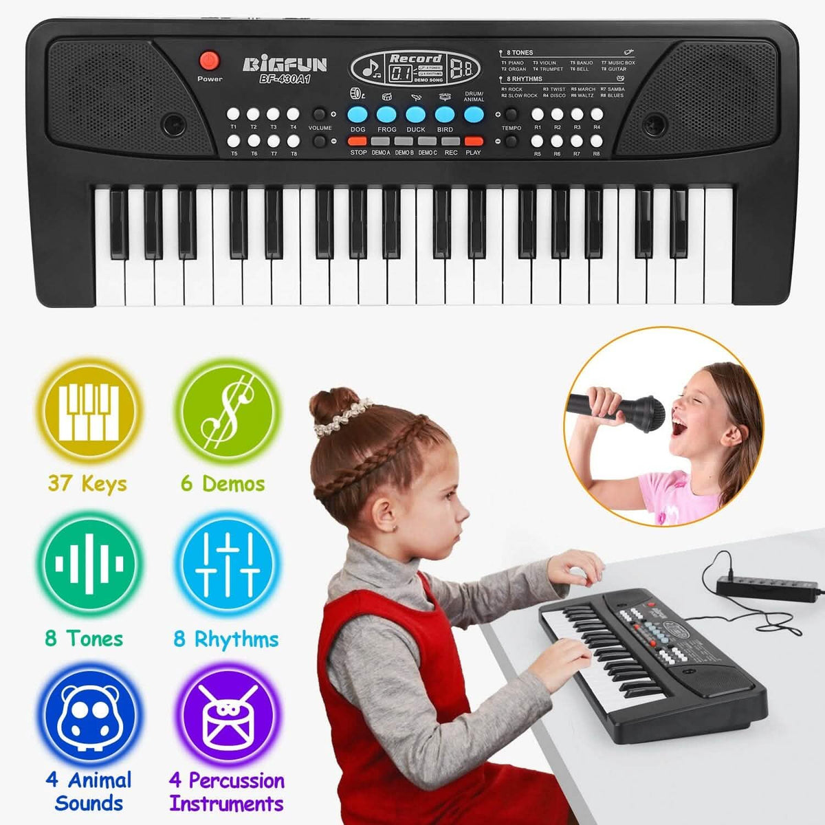 37 Keys Multifunctional Digital Music Electronic Keyboard Instrument with Microphone