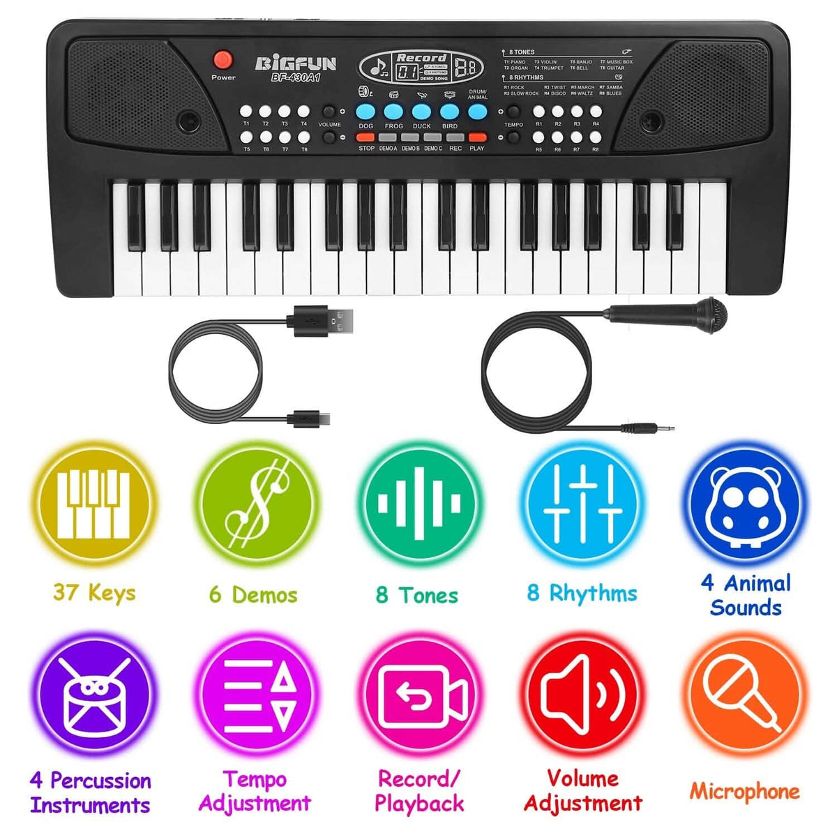 37 Keys Multifunctional Digital Music Electronic Keyboard Instrument with Microphone