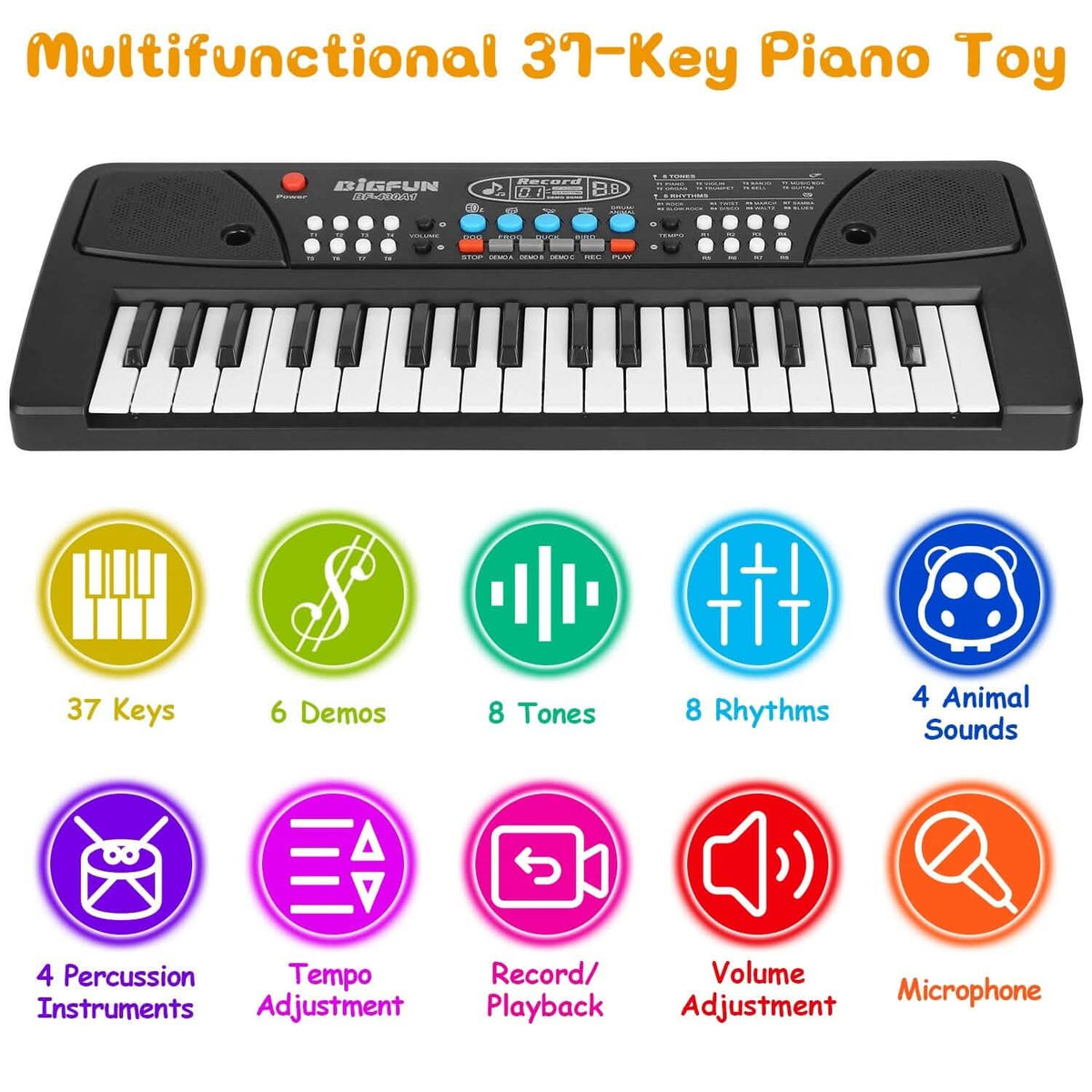 37 Keys Multifunctional Digital Music Electronic Keyboard Instrument with Microphone