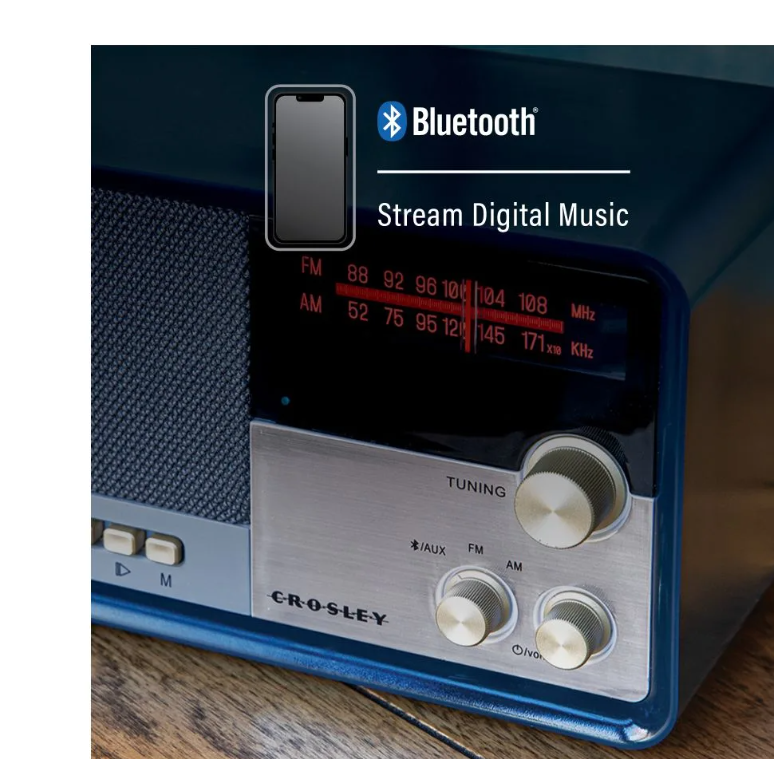 Crosley CR3036D Tribute Vintage Style AM/FM Radio With Bluetooth - Navy-NEW