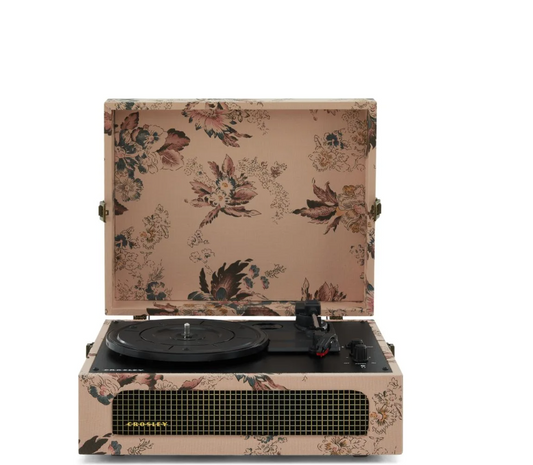 Crosley CR8017B 3-Speed Voyager Portable Turntable with Bluetooth Out - Floral-NEW