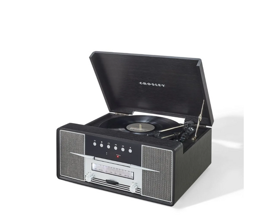 Crosley CR7016A Rhapsody 3-Speed Turntable AM/FM Radio CD Player - Black -NEW