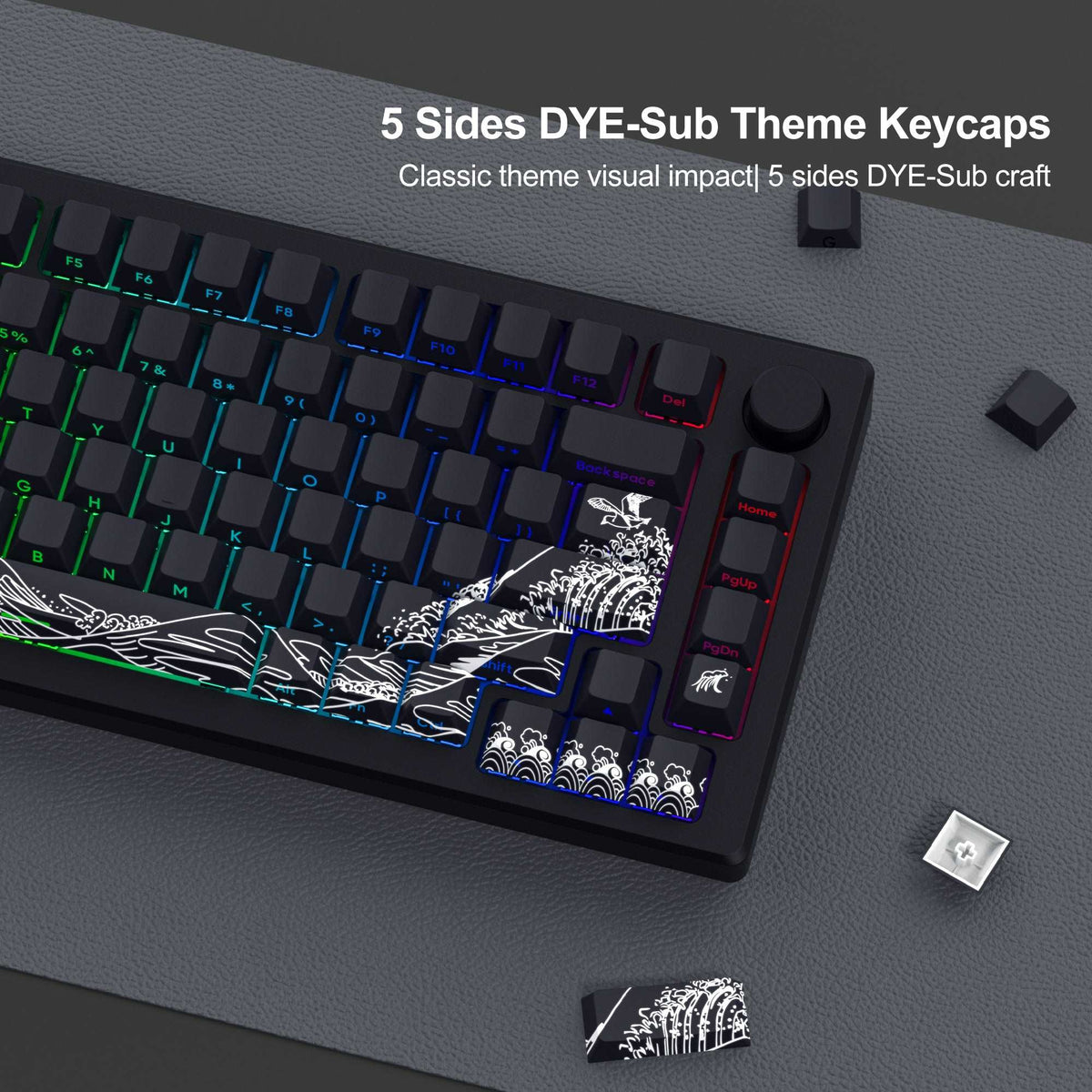 Wave of Kanagawa Cherry Profile Side Print Dye-sub PBT Keycap Set XVX