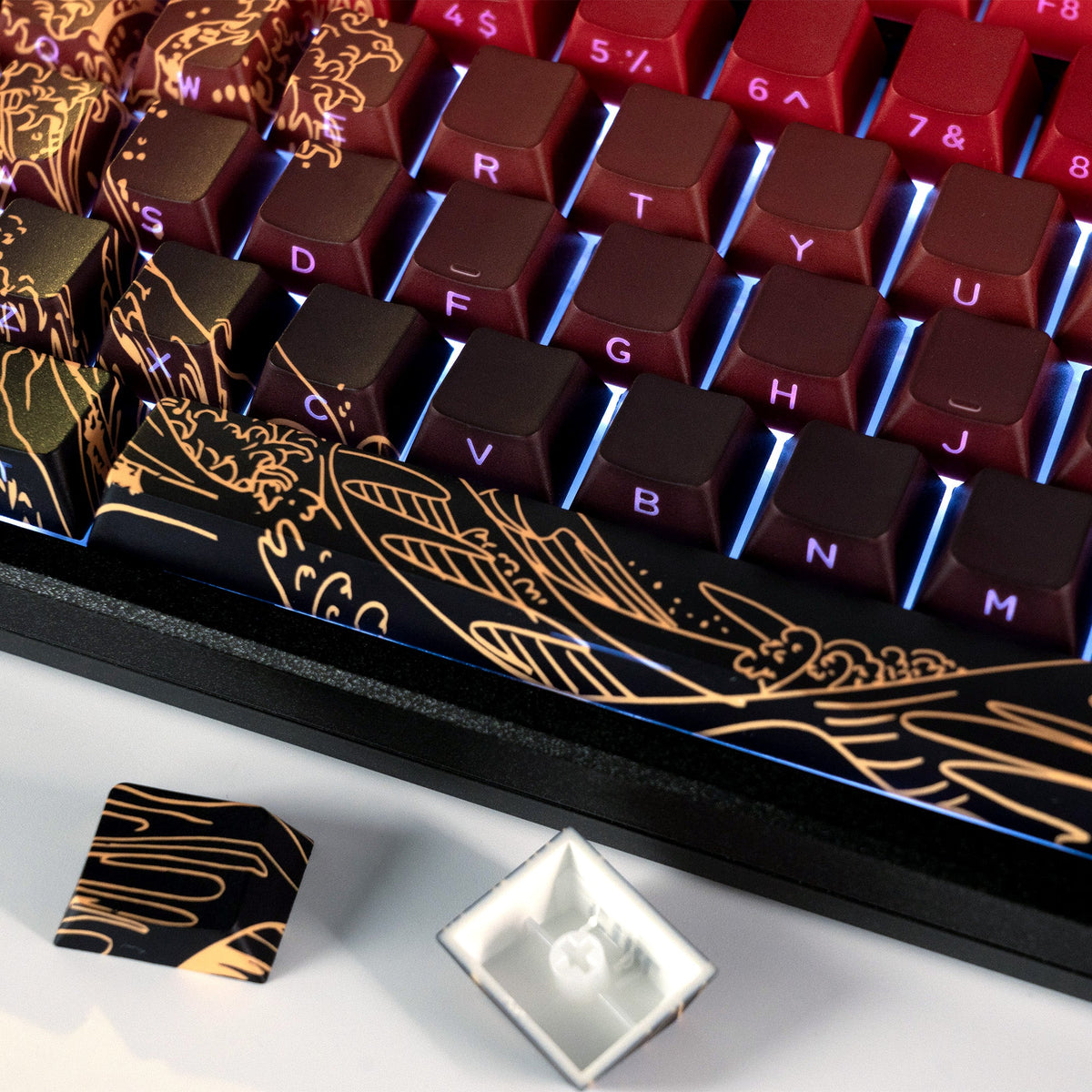 Wave of Kanagawa Cherry Profile Side Print Dye-sub PBT Keycap Set XVX