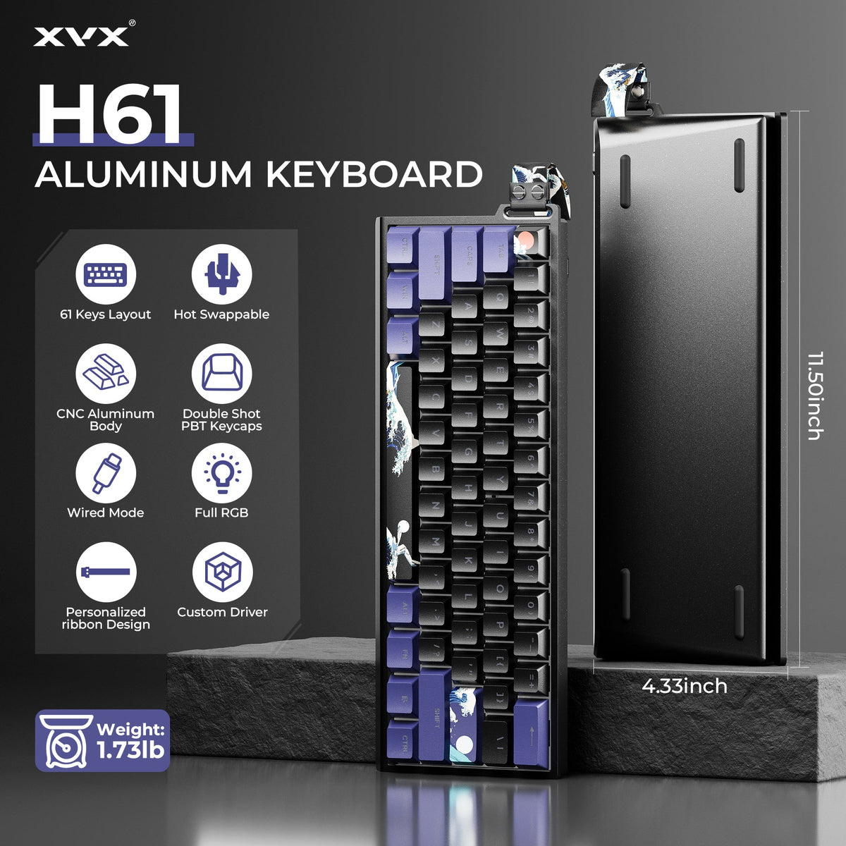 XVX H61 60% Aluminum Wired Mechanical Keyboard XVX