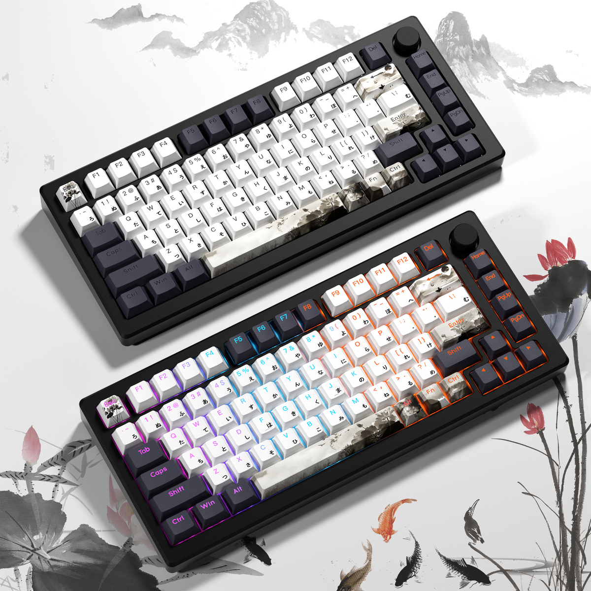 Lotus Cherry Profile Shine-Through Dye-Sub PBT Keycap Set XVX