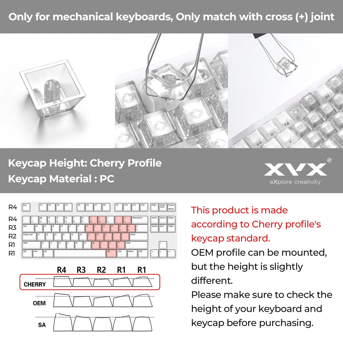 Cherry Profile 21-Key Artisan Keycap Set XVX Fizz Heart Series