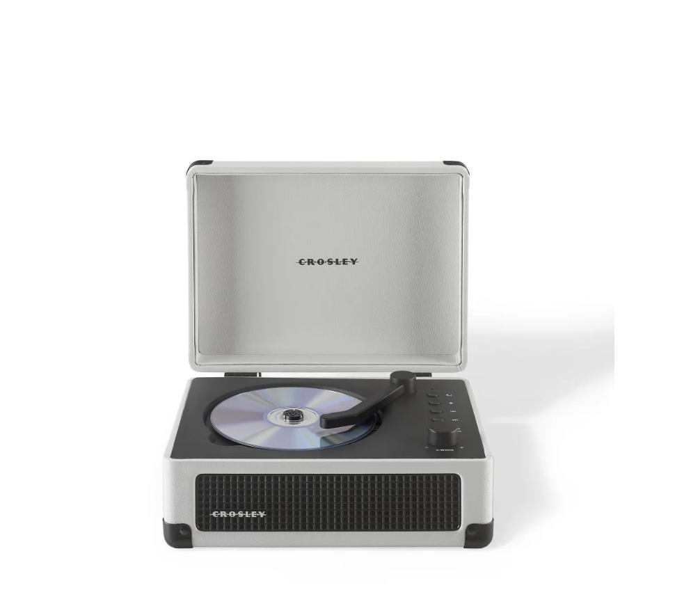 Crosley CR3505DP Cruiser Portable CD Player Retro Bluetooth Speakers, White Farmhouse -NEW