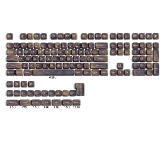 Walnut Texture MOA Profile Dye-Sublimation PBT 130-Key Keycap Set XVX