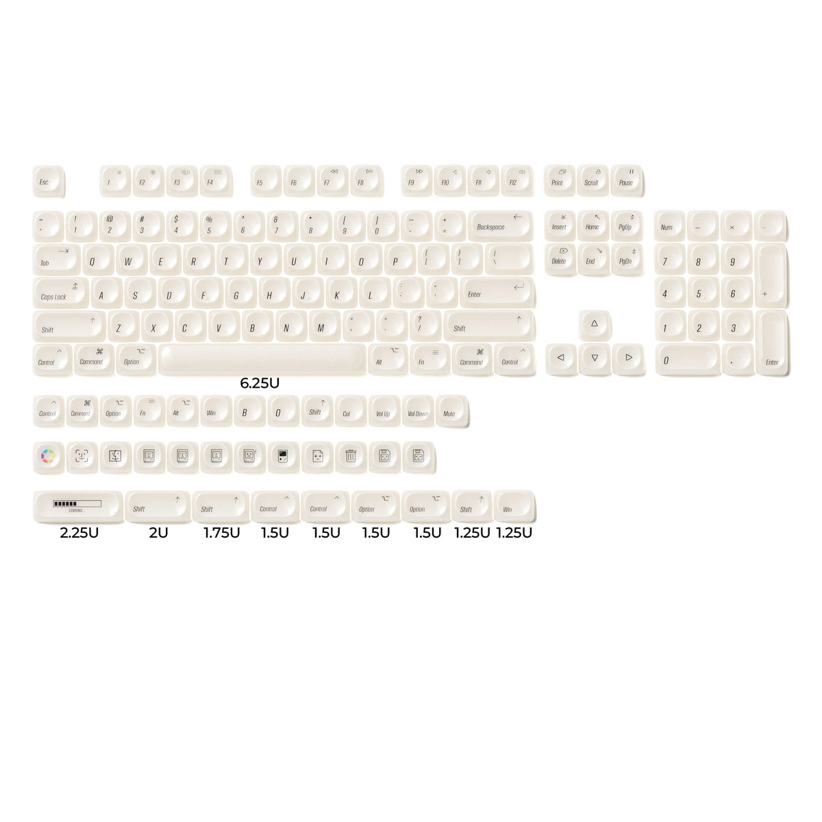 White Chocolate MOA Profile 139-Key PC Keycap Set XVX