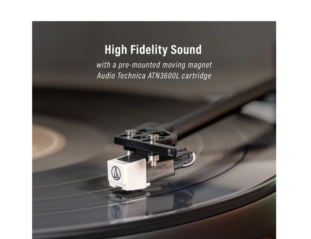 Crosley CR6046A 2-Speed Stave Turntable Record Player - Walnut and Gold-NEW