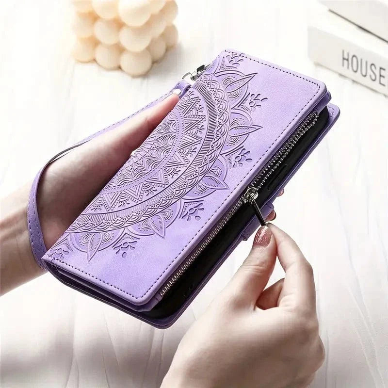 Stylish Vegan Leather Wallet Lanyard Phone Case