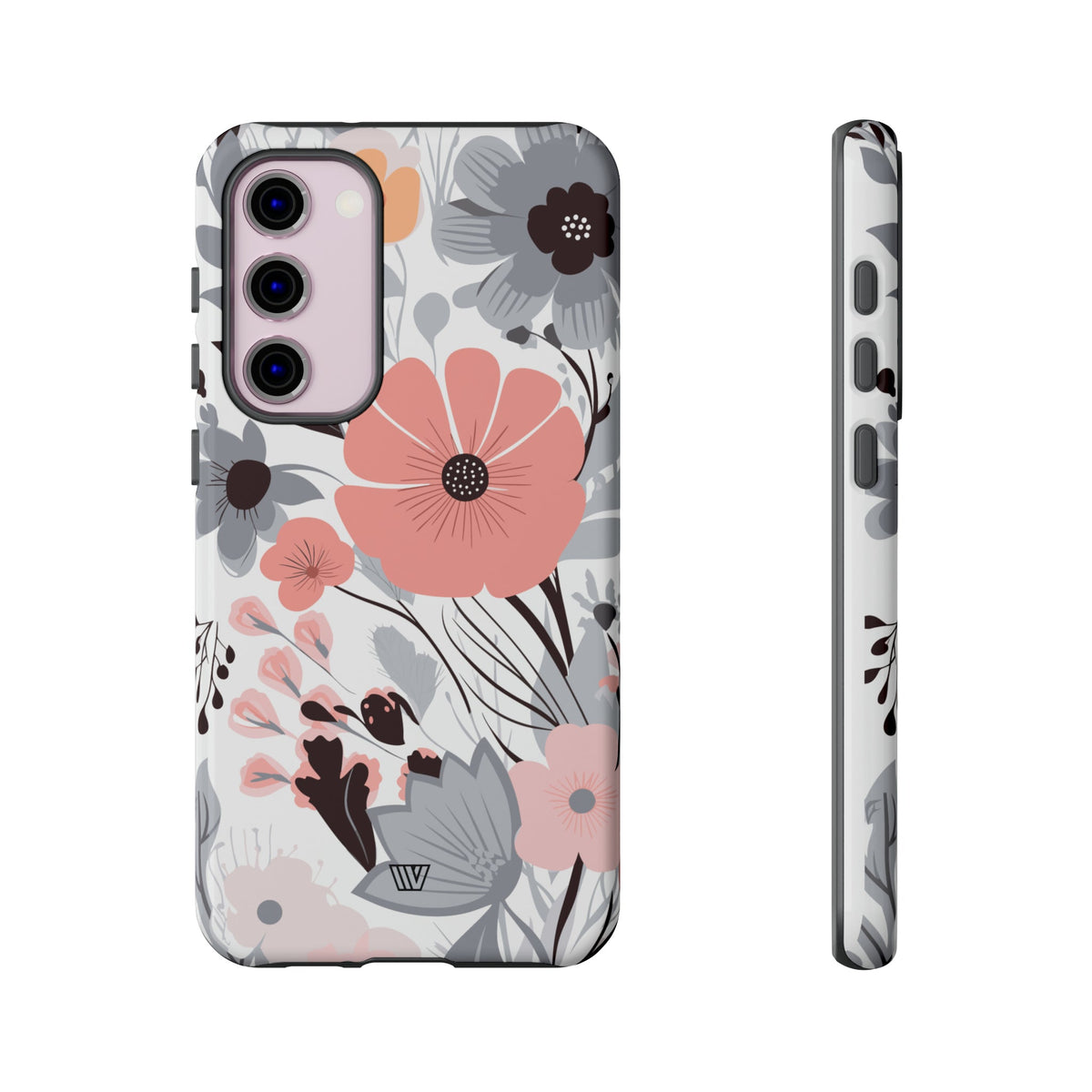 Gray Pastel Flowers Tough Phone Case